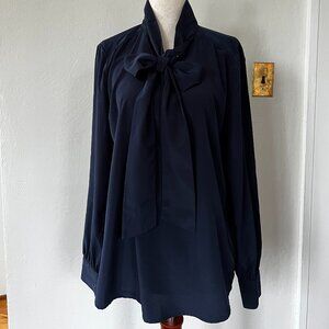 Of Mercer Navy Bow Tie Blouse – Size Small